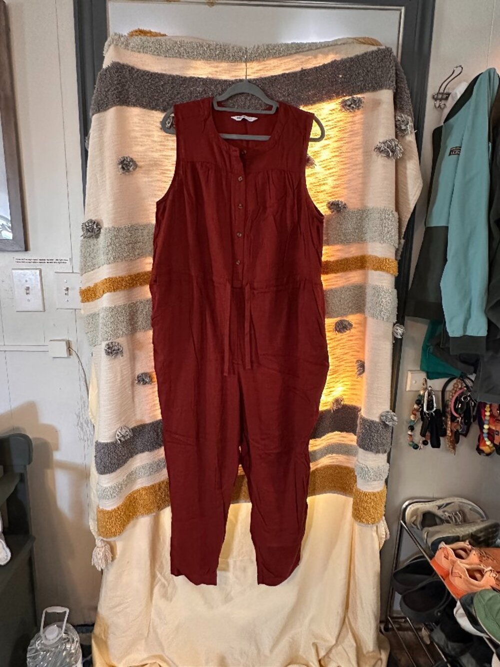 Sonoma Goods for Life Sleeveless Drawstring Jumpsuit - Terracotta Rust XL